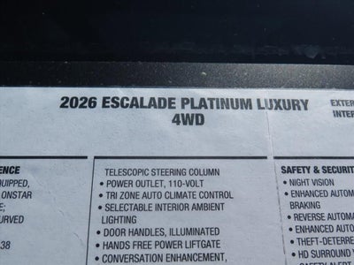 2026 Cadillac Escalade Platinum Luxury