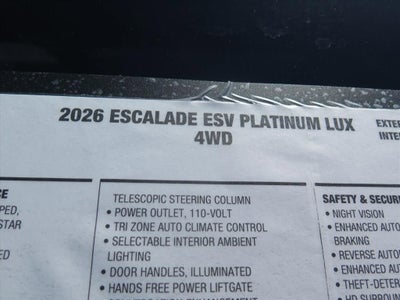2026 Cadillac Escalade ESV Platinum Luxury