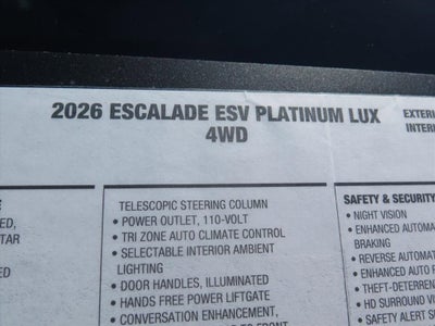 2026 Cadillac Escalade ESV Platinum Luxury