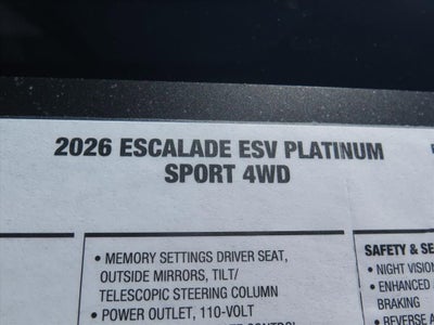 2026 Cadillac Escalade ESV Platinum Sport
