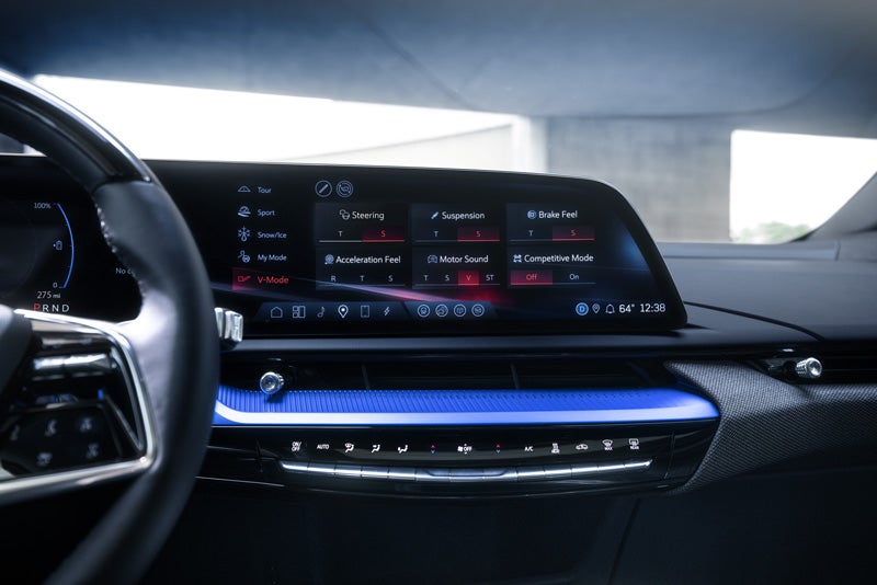 The 2026 OPTIQ-V Display Screen Displaying the V-Mode Settings | Myrtle Beach Cadillac in Myrtle Beach SC