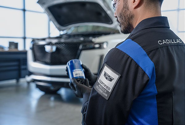 Car oil service in progress